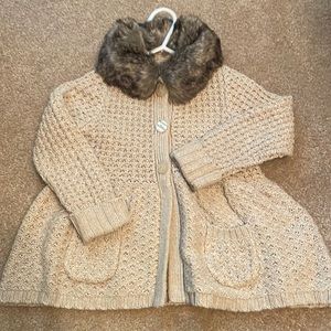 Monsoon sweater with detachable fur collar